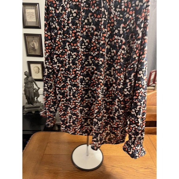 C&C CALIFORNIA Pink & Navy Speckled Peasant Boho V Neck Blouse Top Size XL EUC - Picture 3 of 10